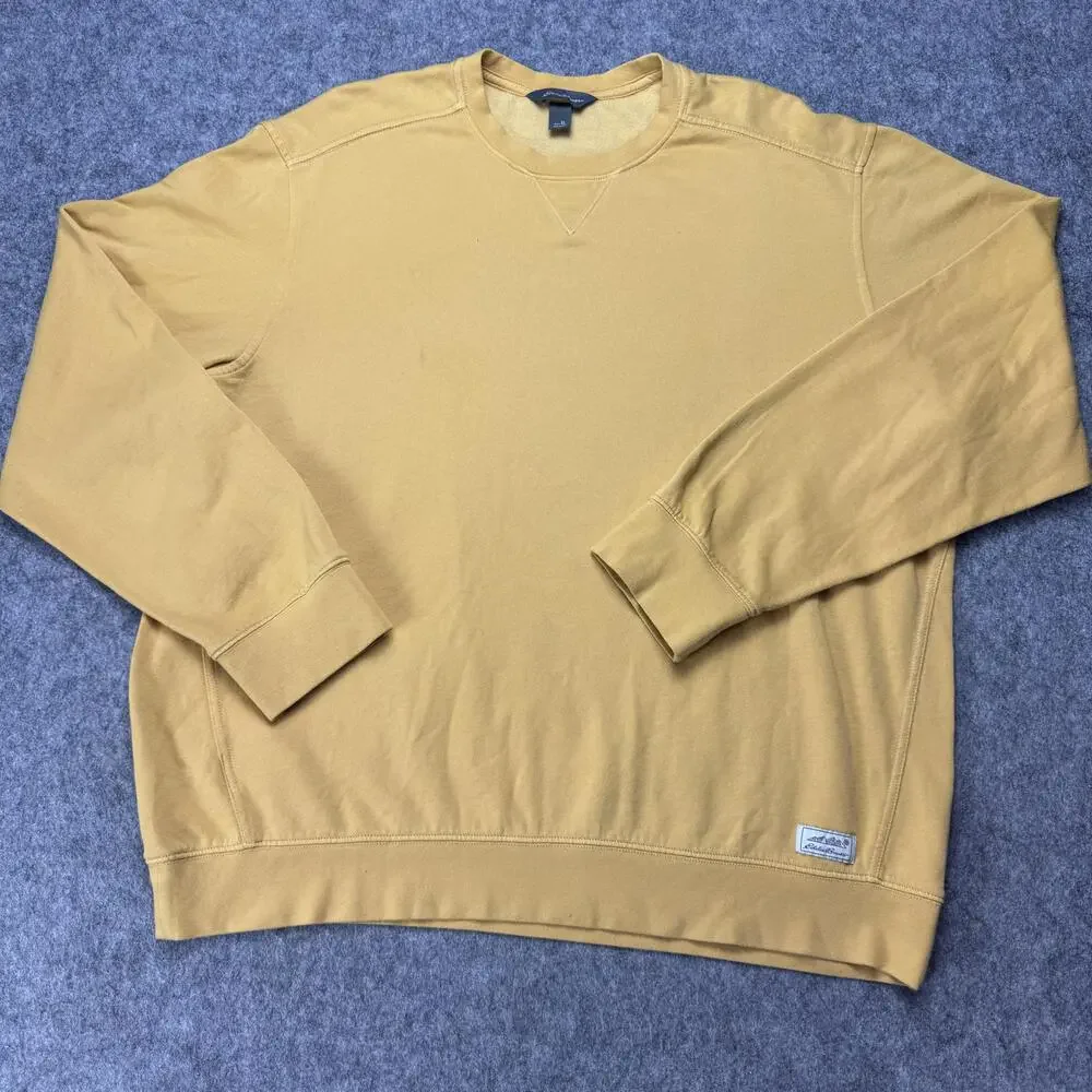 Eddie Bauer Sweatshirt Mens XL Beige Fleece Pullover Crewneck Logo Casual